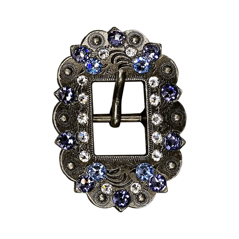 Light Sapphire Clear & Lilac Antique Silver European Crystal Cart Buckle 1