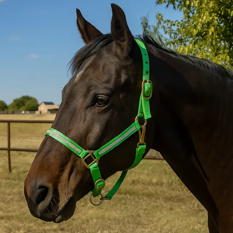 Lime Bling Nylon Horse Halter Bnhngn 2