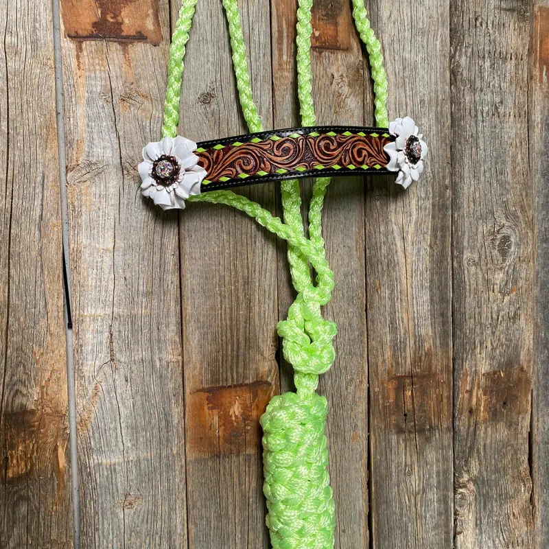 Lime Mule Tape Halter - White Flower #Mt208 1