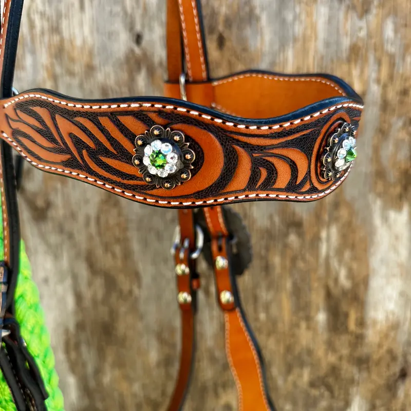 Lime Two Tone Zebra Striped Loping Hackamore #Lhk100 2
