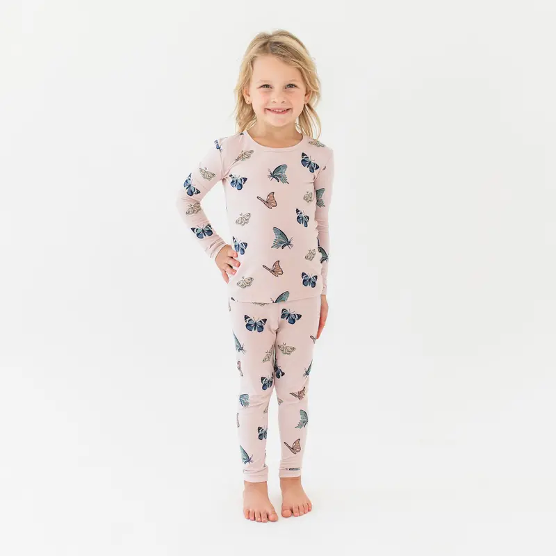 Long Sleeve Pajamas In Blush Butterfly 1