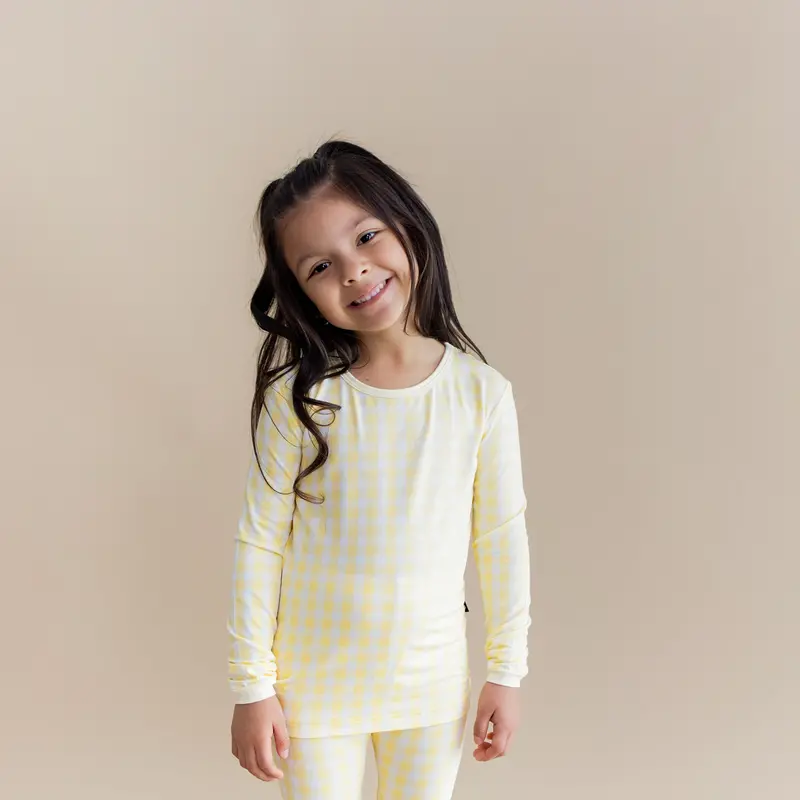 Long Sleeve Pajamas In Gingham Chamomile 3