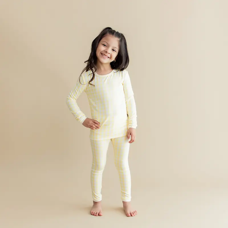 Long Sleeve Pajamas In Gingham Chamomile 4