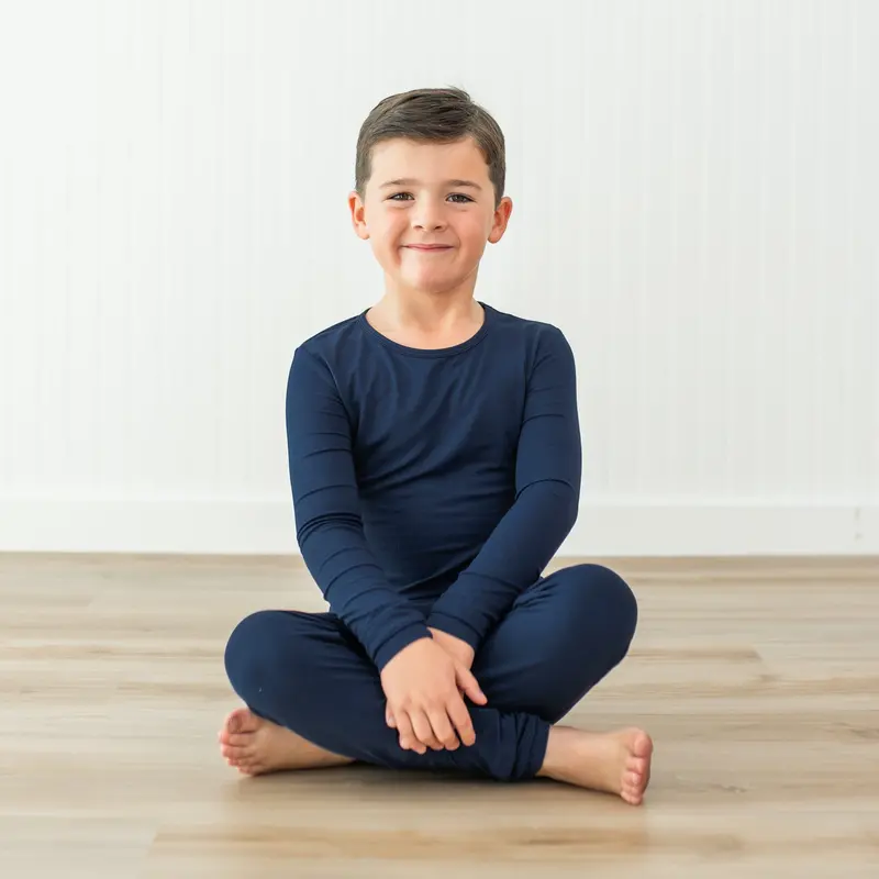 Long Sleeve Pajamas In Navy 3