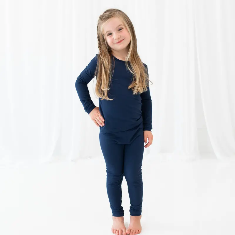 Long Sleeve Pajamas In Navy 4