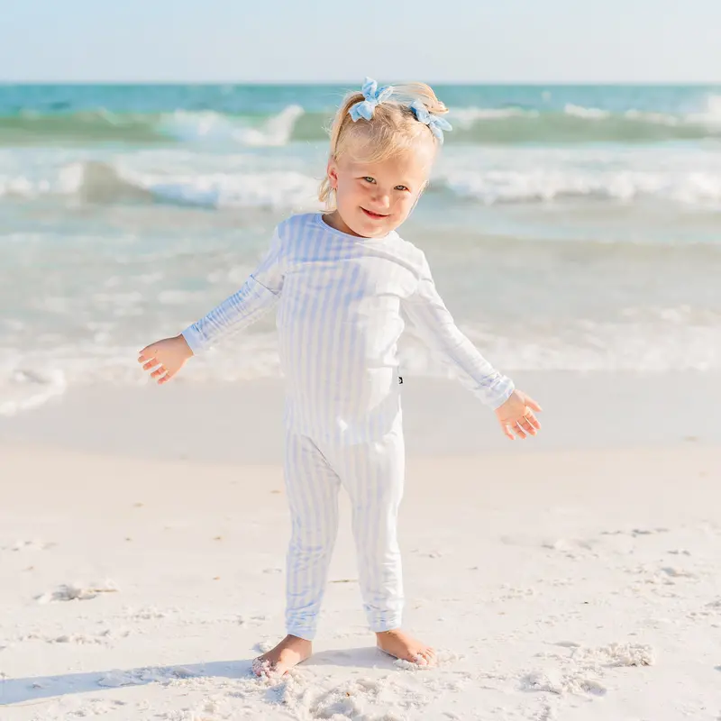 Long Sleeve Pajamas In Small Mist Stripe 1