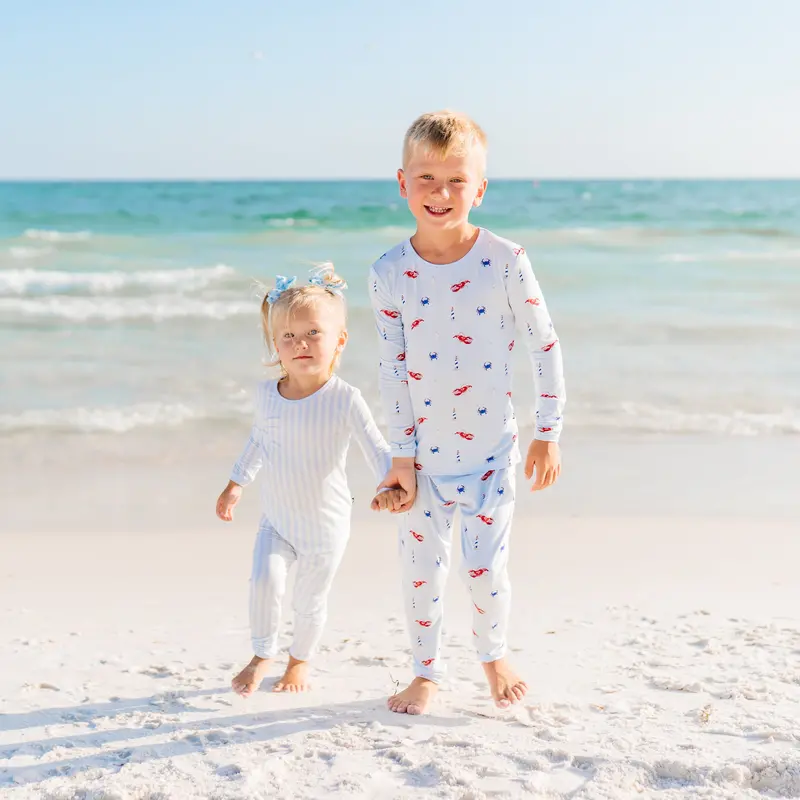 Long Sleeve Pajamas In Small Mist Stripe 3