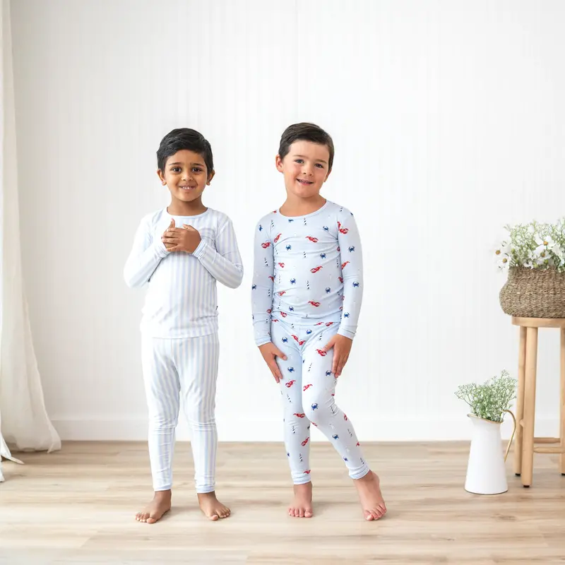 Long Sleeve Pajamas In Small Mist Stripe 5