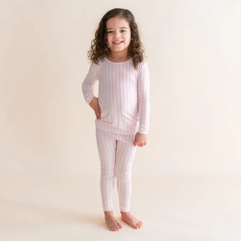 Long Sleeve Pajamas In Small Sakura Stripe 1