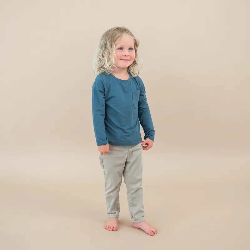 Long Sleeve Toddler Crew Neck Tee In Atlantic 1