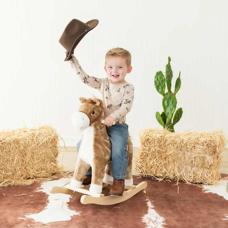 Long Sleeve Toddler Crew Neck Tee In Classic Cowboy 1
