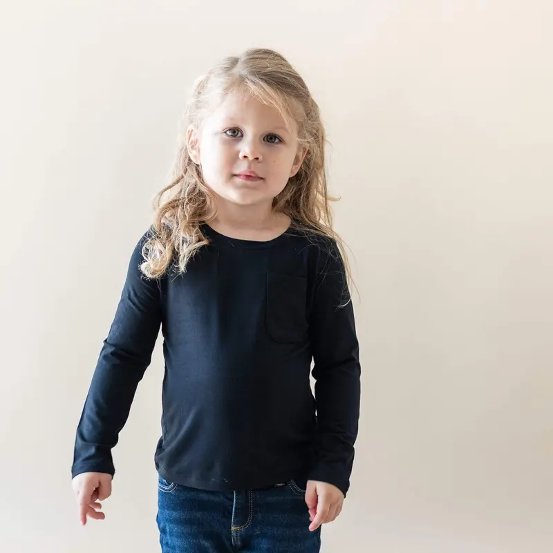 Long Sleeve Toddler Crew Neck Tee In Midnight 1