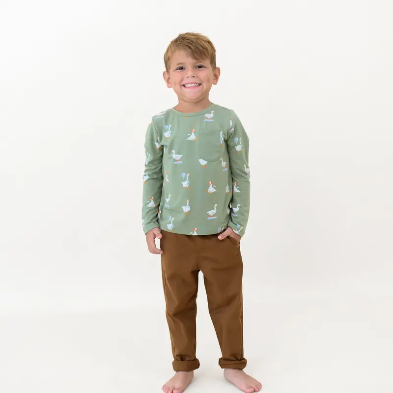 Long Sleeve Toddler Crew Neck Tee In Silly Goose 1