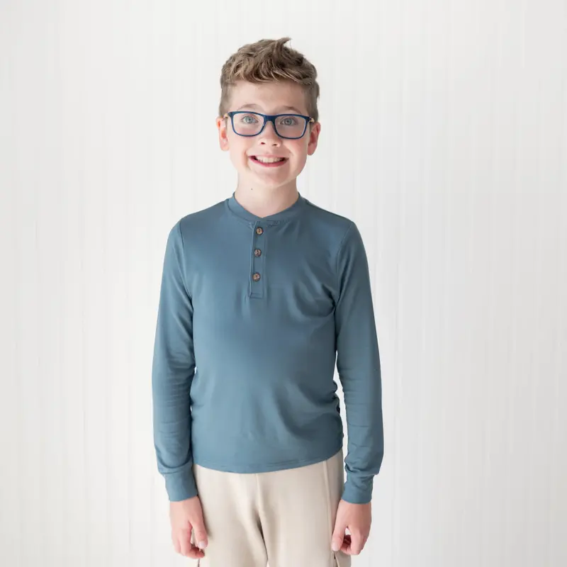 Long Sleeve Toddler Henley Tee In Atlantic 1