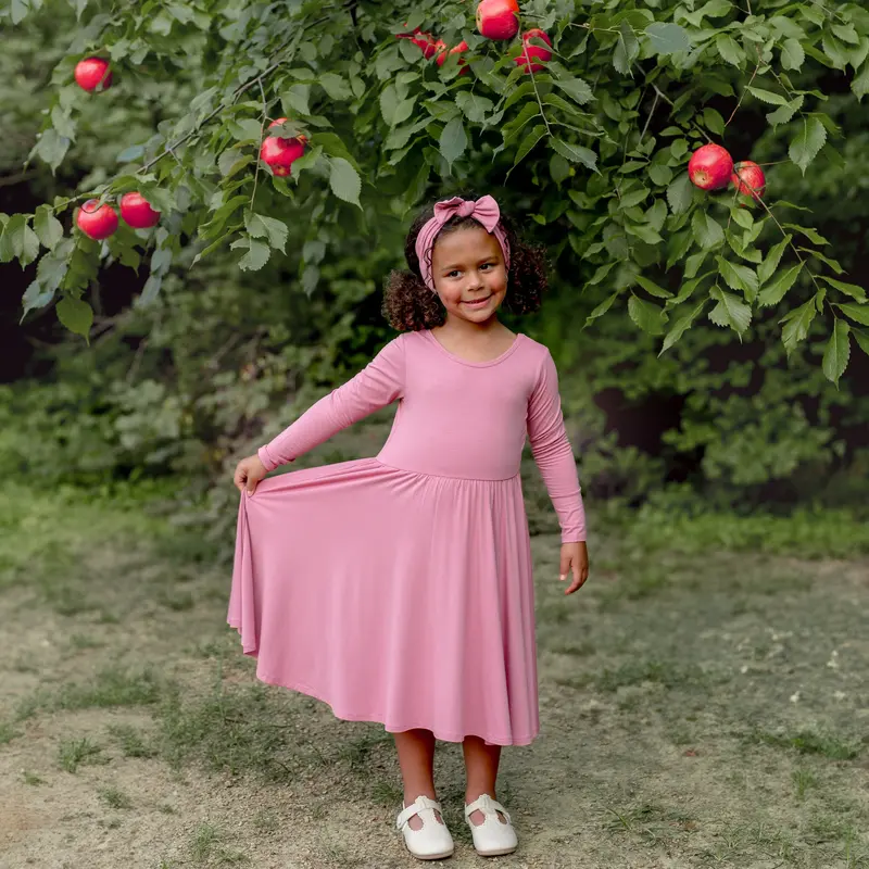 Long Sleeve Twirl Dress In Apple Blossom 1