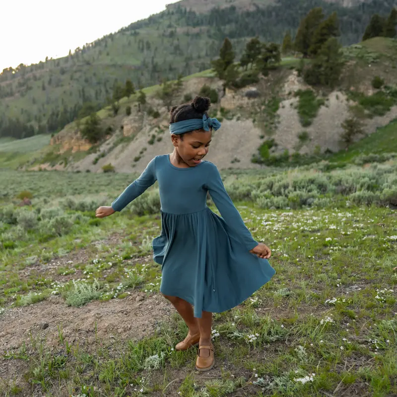 Long Sleeve Twirl Dress In Atlantic 1