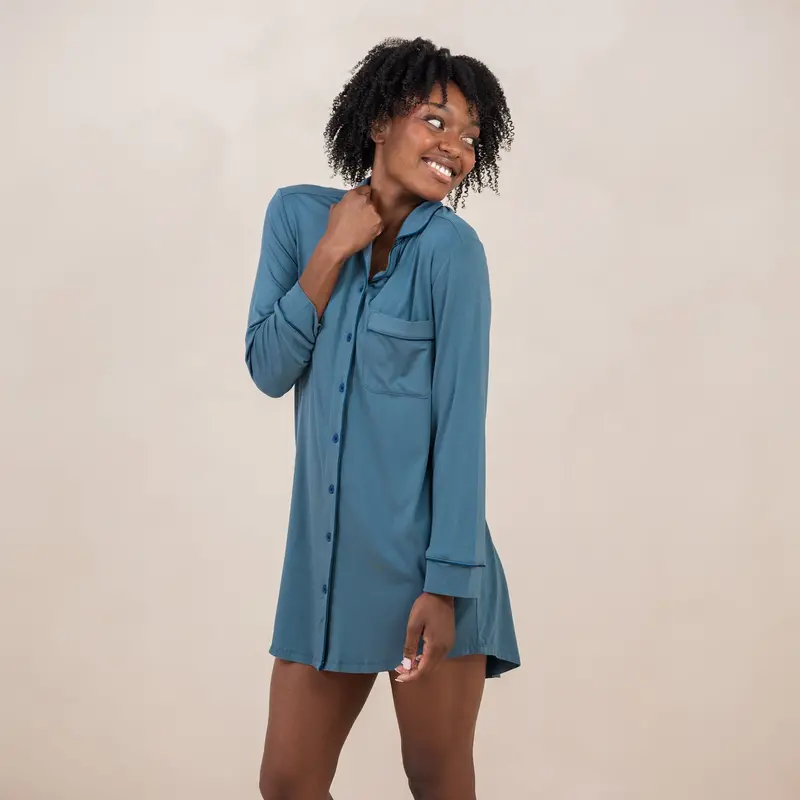 Long Sleeve Women’S Nightshirt In Atlantic 1