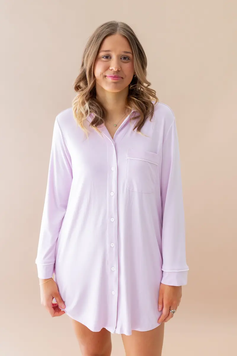 Long Sleeve Women’S Nightshirt In Thistle 1