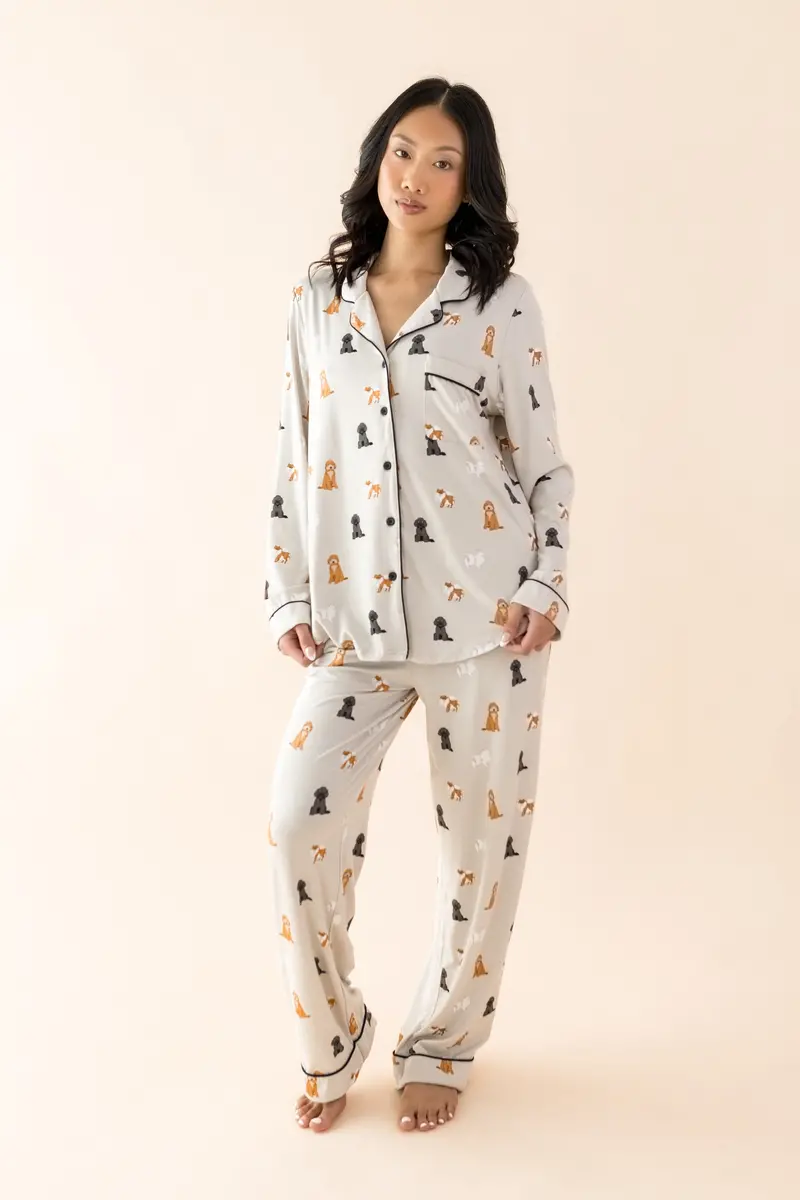 Long-Sleeved Women's Pajama Set In Fluffy Dog 1