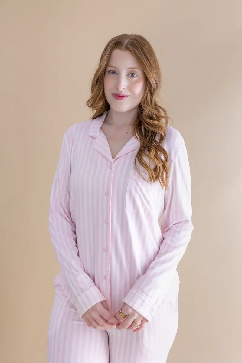 Long-Sleeved Women's Pajama Set In Small Sakura Stripe 1