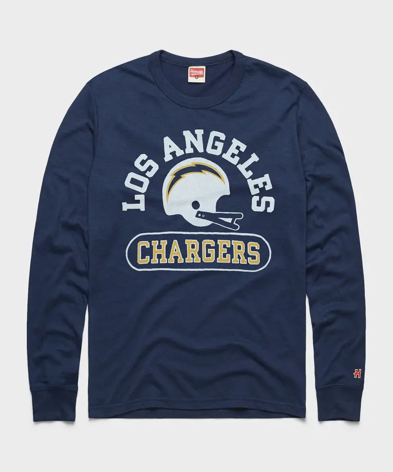Los Angeles Chargers Throwback Helmet Long Sleeve Tee 1