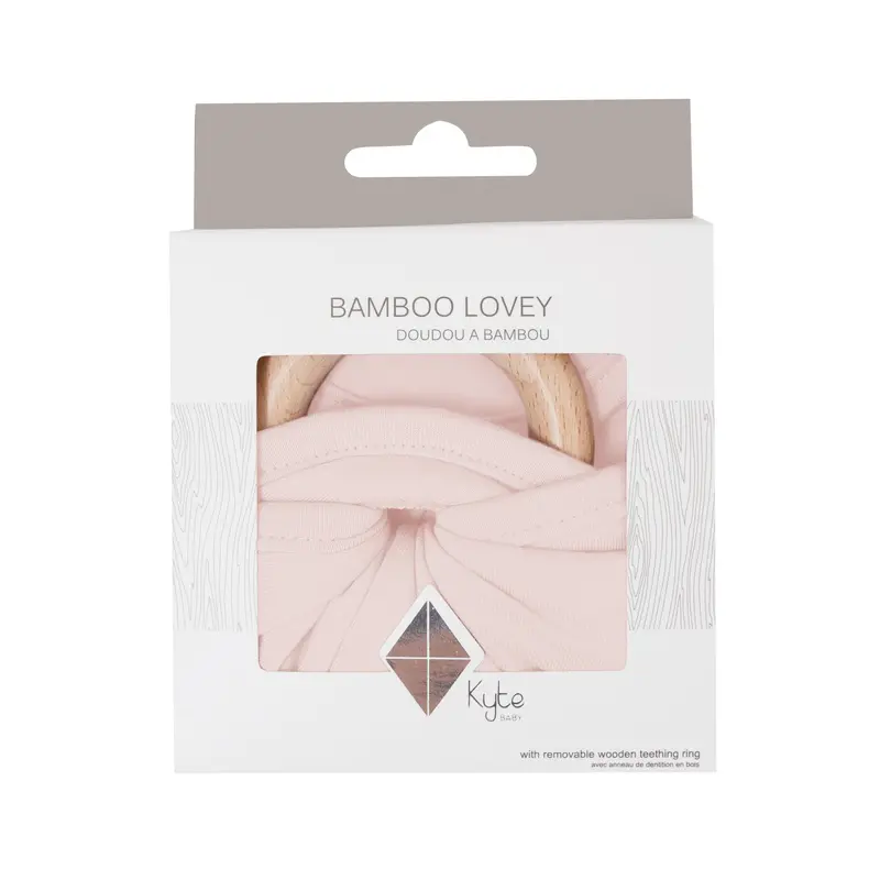 Lovey In Blush With Removable Wooden Teething Ring 2