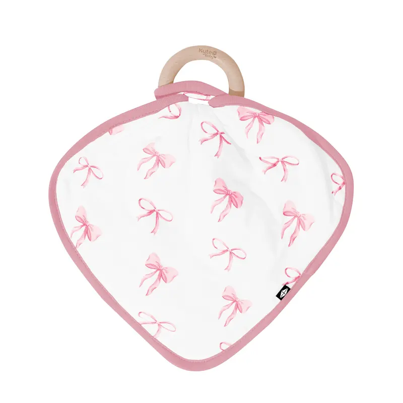 Lovey In Bow With Removable Wooden Teething Ring 2