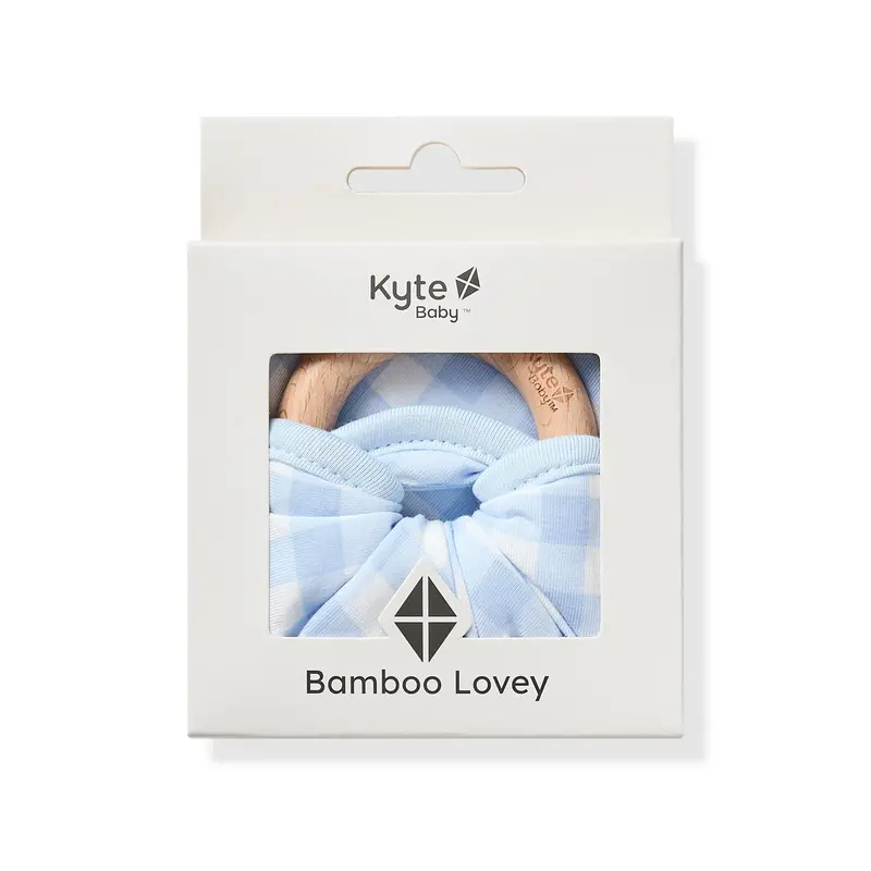 Lovey In Gingham Breeze With Removable Wooden Teething Ring 1