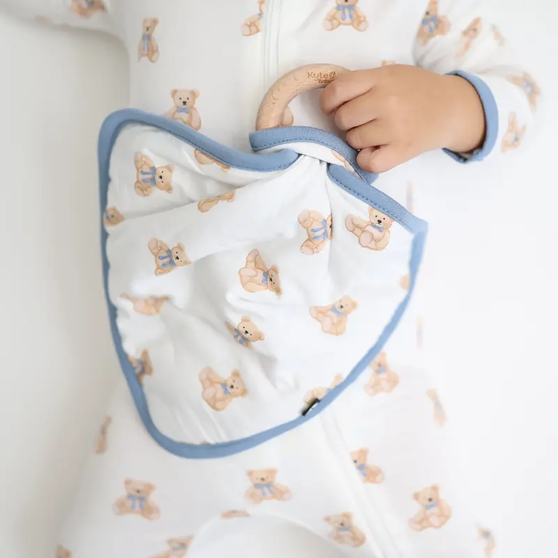 Lovey In Teddy Bear With Removable Wooden Teething Ring 1