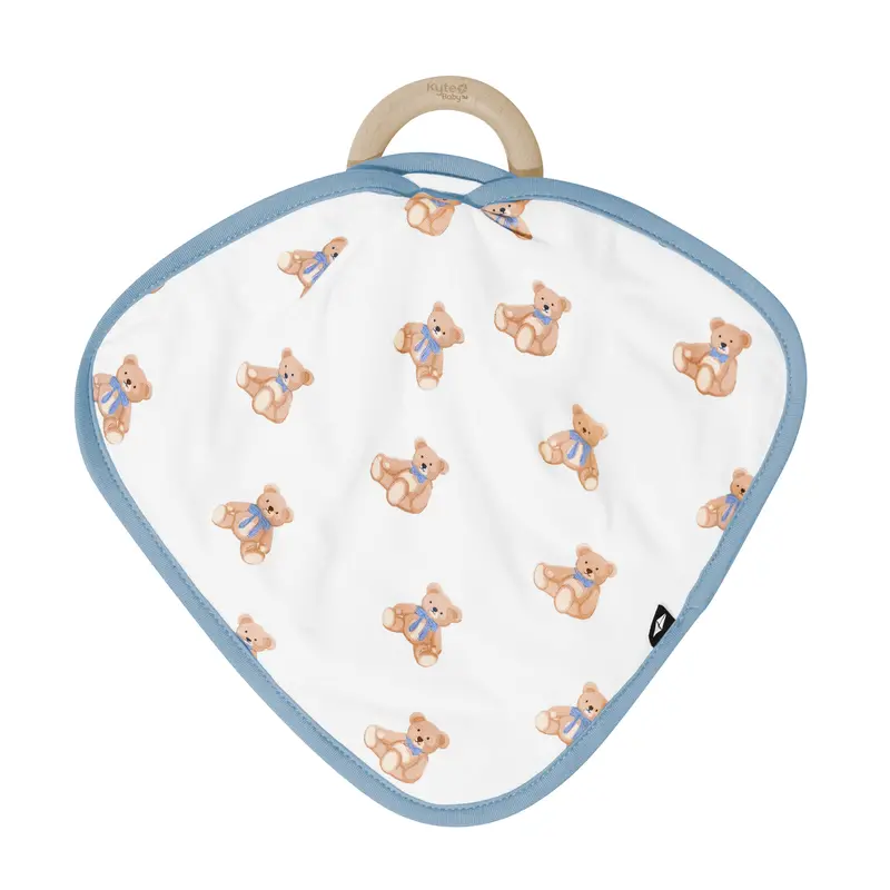 Lovey In Teddy Bear With Removable Wooden Teething Ring 2