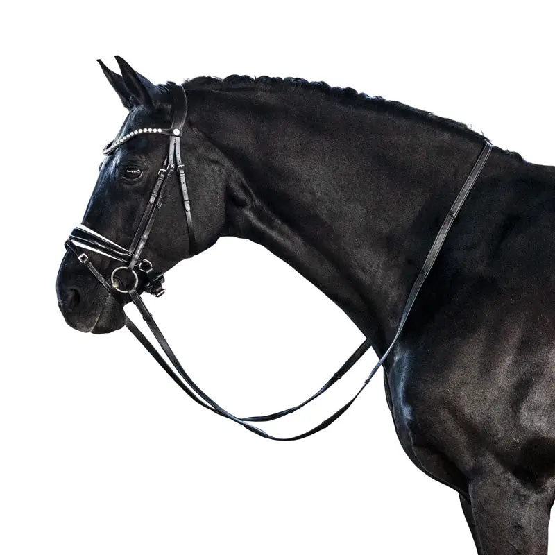 Lt Essential Snaffle Bridle Patent & White 1