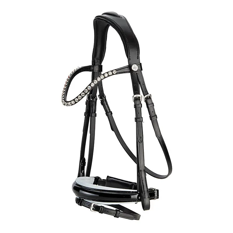 Lt Essential Snaffle Bridle Patent & White 2