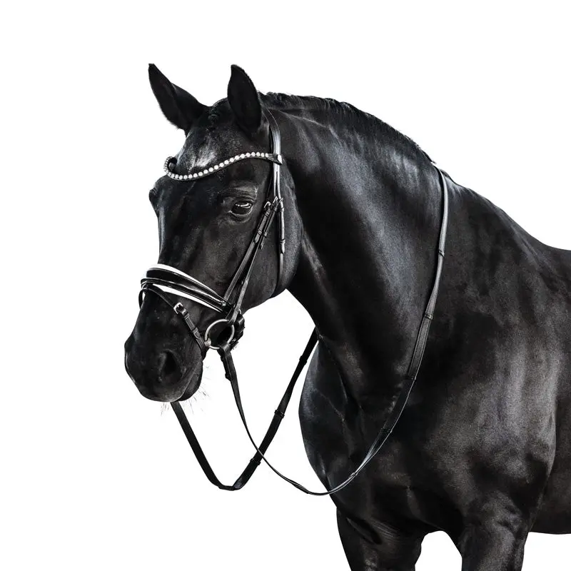 Lt Essential Snaffle Bridle Patent & White 3