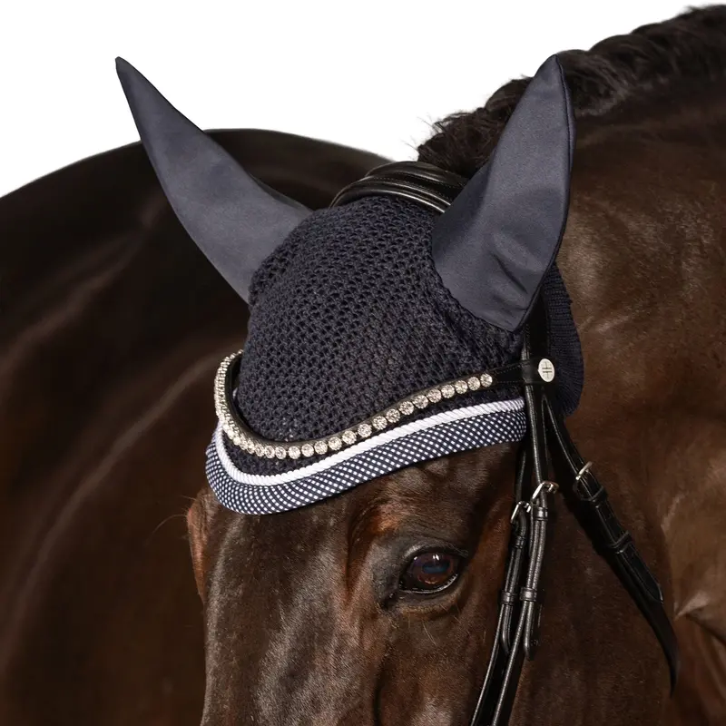 Lt Navy Mini Check Ear Bonnet 1