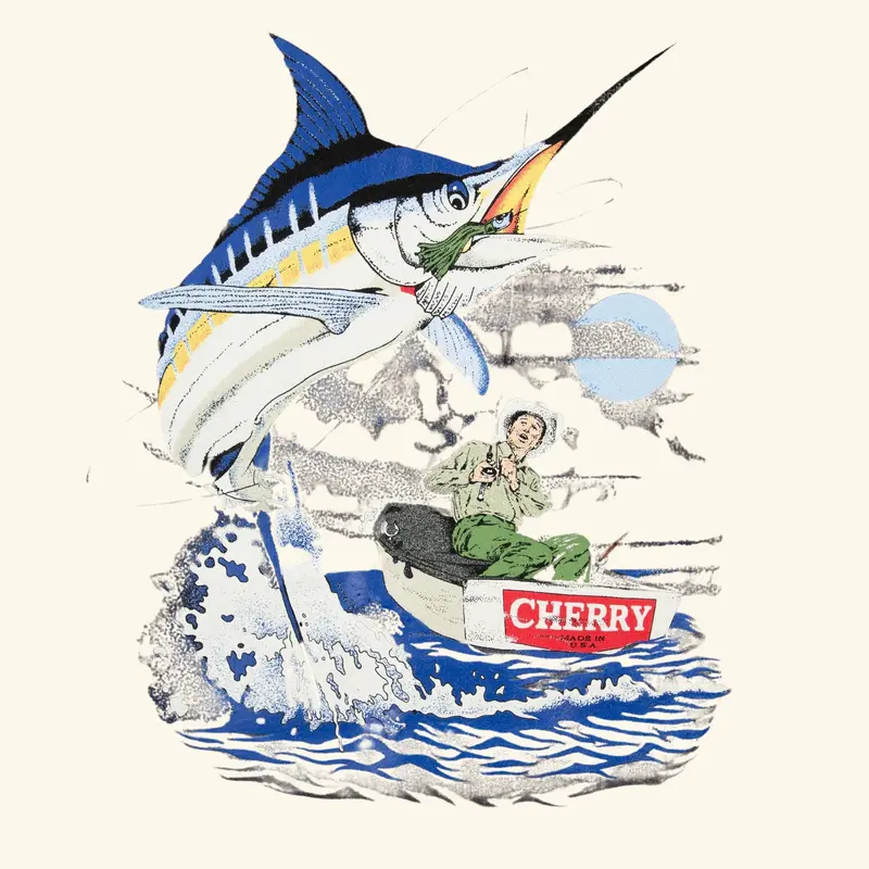 Marlin Fishing Long Sleeve T-Shirt (Vintage Black) 4