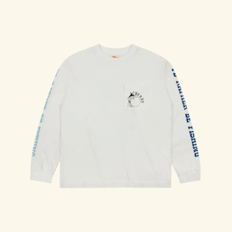 Marlin Fishing Long Sleeve T-Shirt (Vintage White) 1