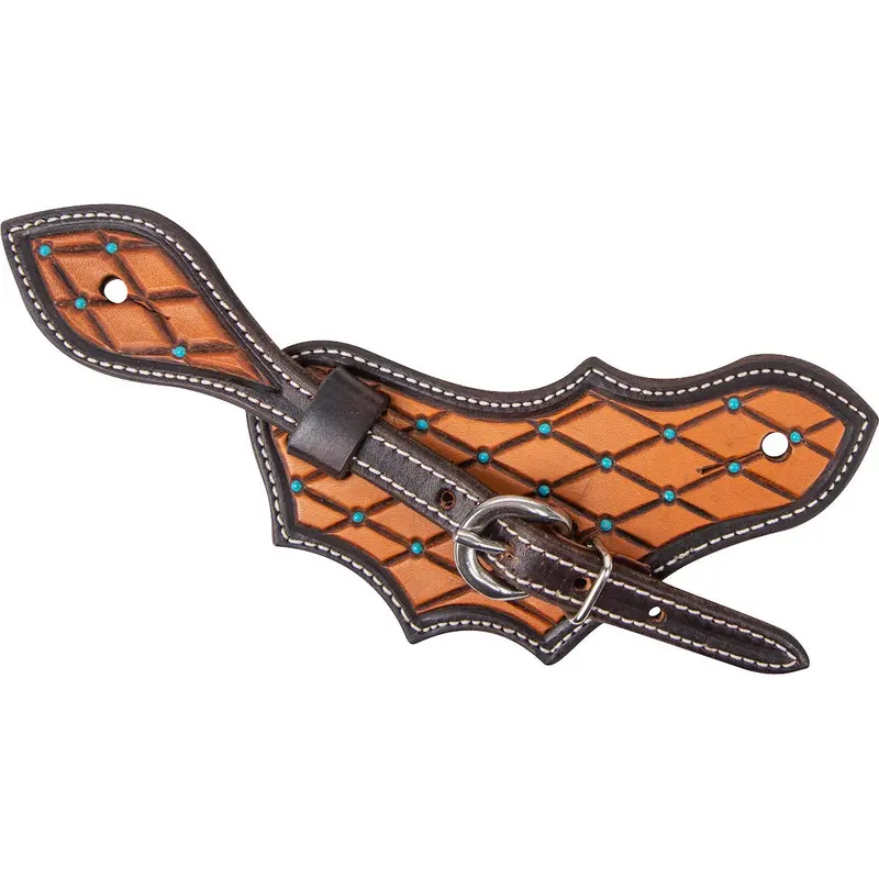 Martin Saddlery Turquoise Dot Oak Leaf Spur Strap 1