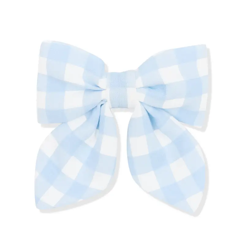 Medium Alligator Clip Bow In Gingham Breeze 2