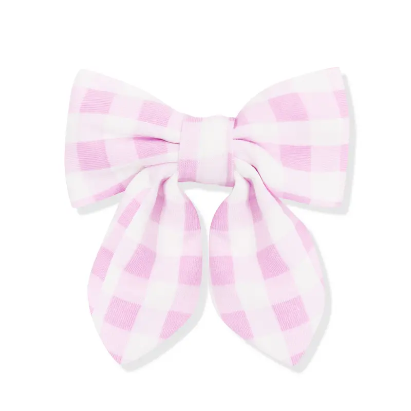 Medium Alligator Clip Bow In Gingham Thistle 1