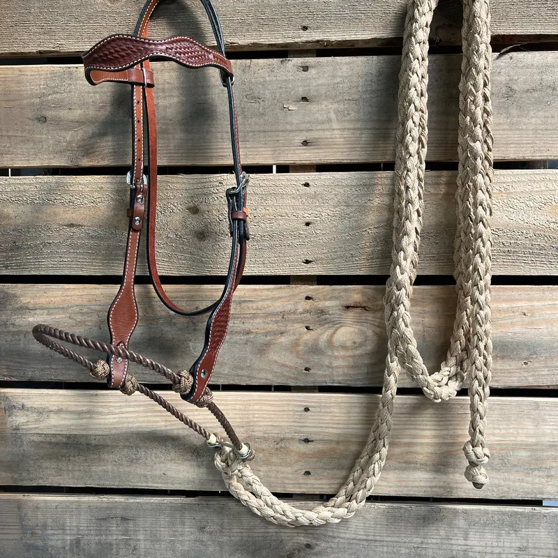 Medium Oil Basketweave Tan Loping Hackamore #Lhk008 1
