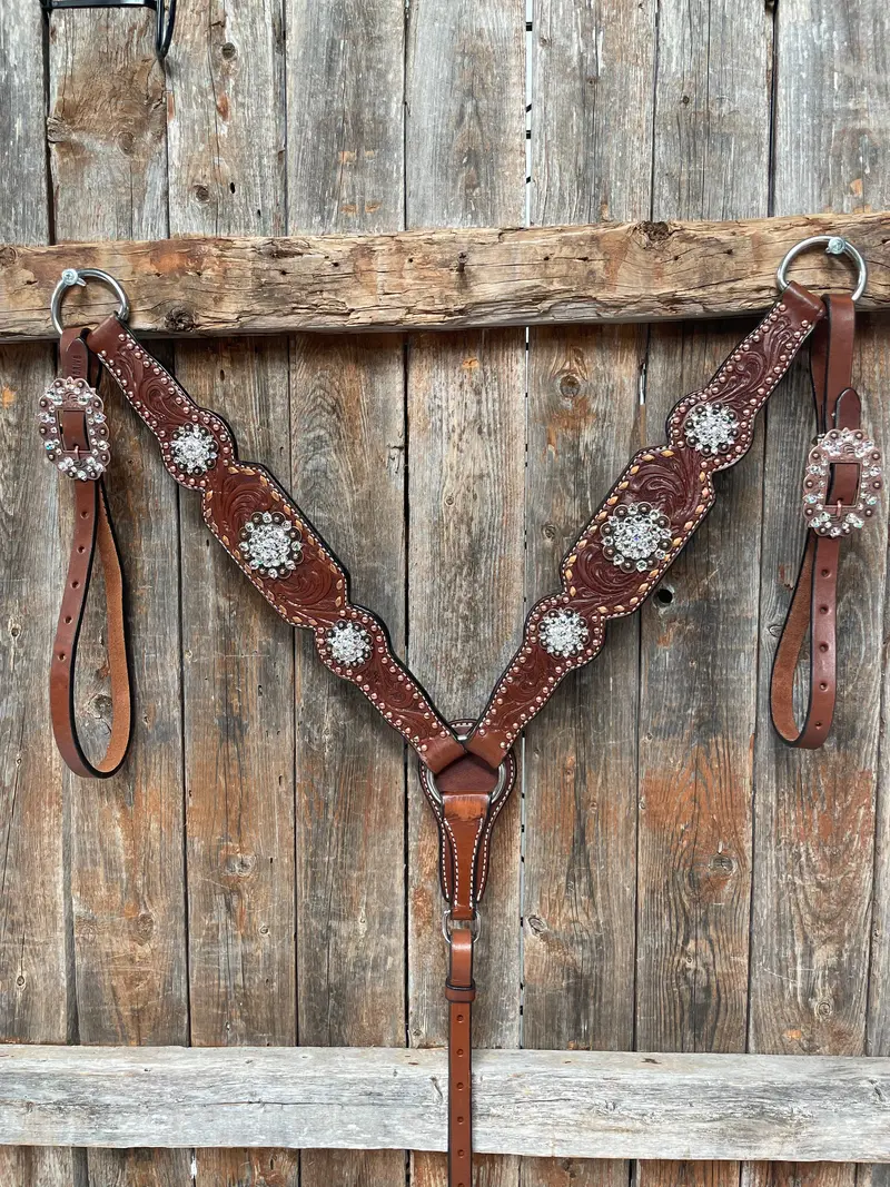 Medium Oil Copper Buckstitch Clear One Ear & Breastcollar Tack Set #Oebc450 3