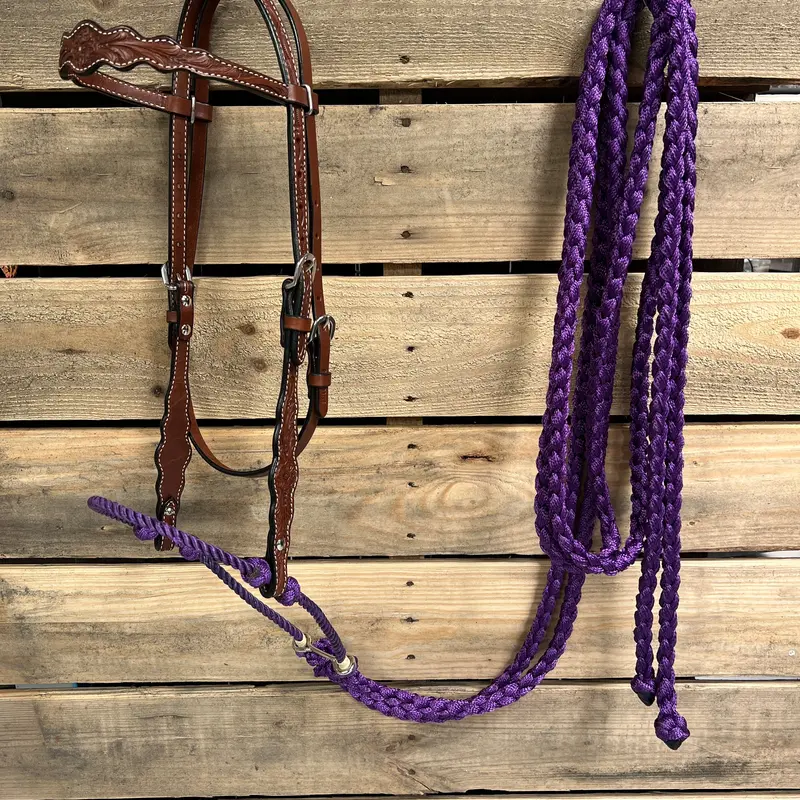 Medium Oil Floral Scalloped Purple Loping Hackamore #Lhk022 1