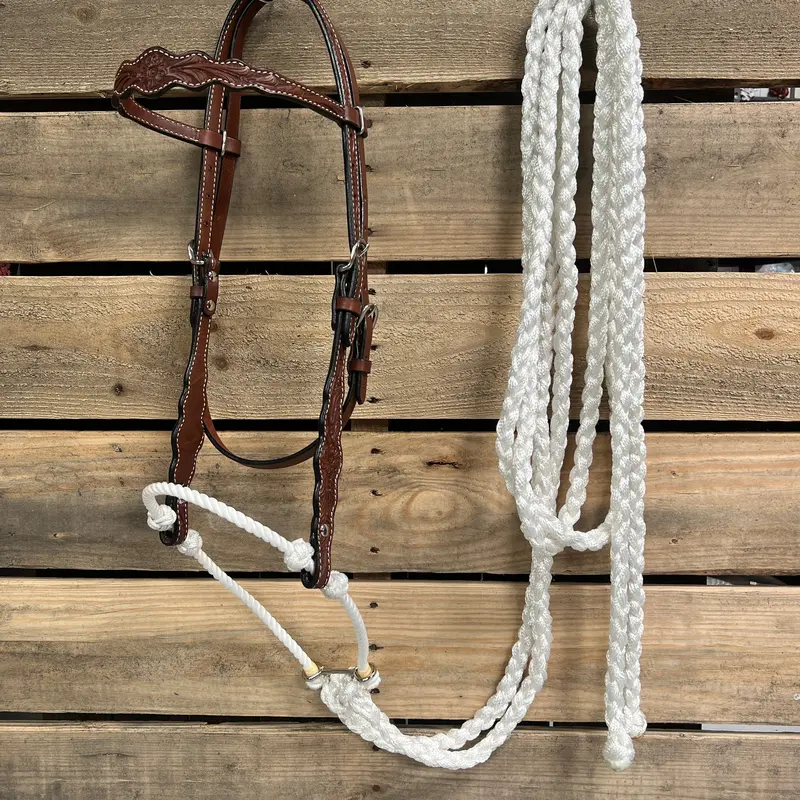 Medium Oil Floral Scalloped White Loping Hackamore #Lhk020 1