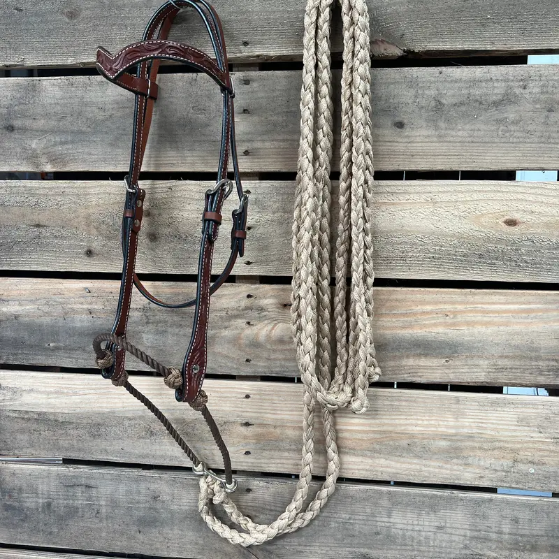 Medium Oil Floral V-Brow Tan Loping Hackamore #Lhk033 1