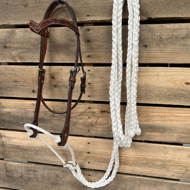 Medium Oil Floral V-Brow White Loping Hackamore #Lhk032 1