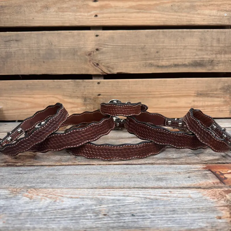 Medium Oil Genuine Leather Dog Collars Sizes 10"-28" 1