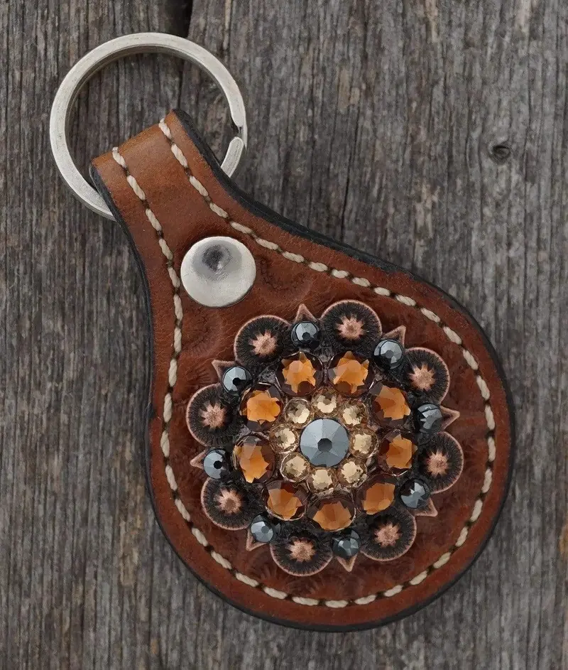Medium Oil Key Chain With Jet European Crystal Concho 1