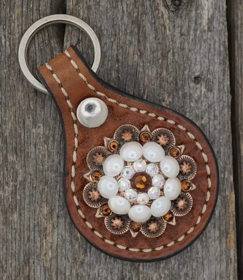 Medium Oil Key Chain With Pearl European Crystal Concho 1