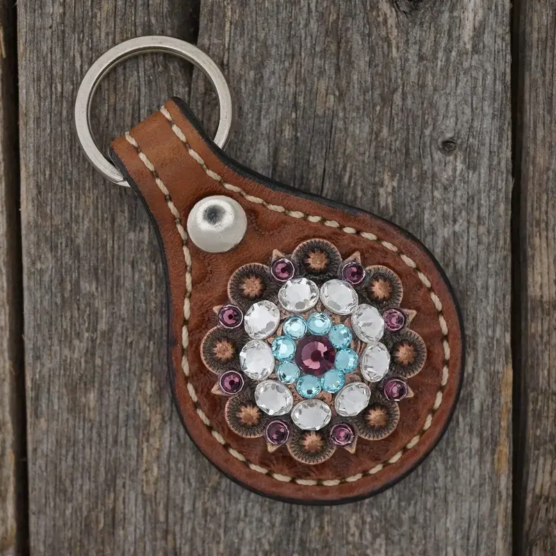 Medium Oil Key Chain With Purple European Crystal Concho 1