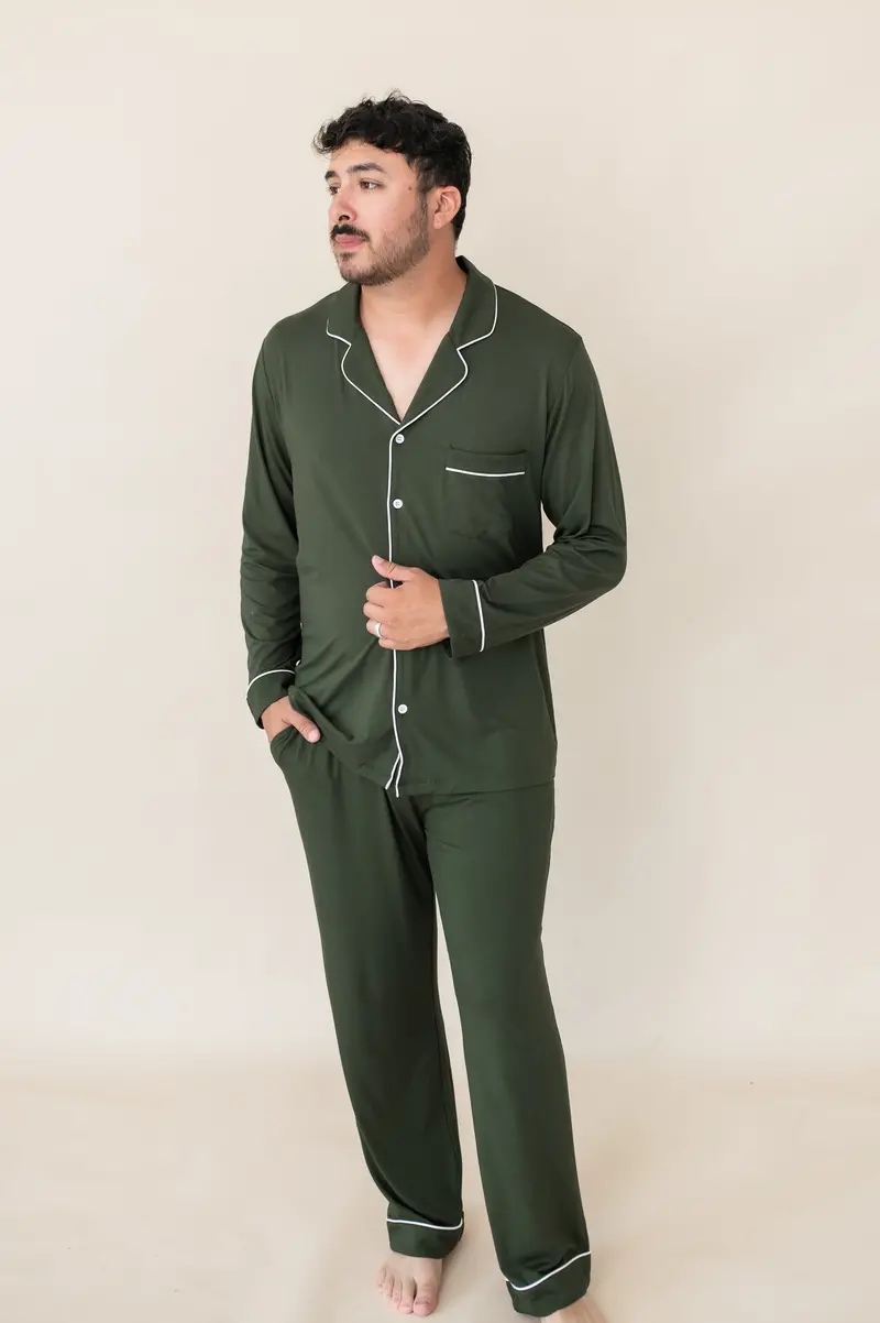 Men's Long Sleeve Pajama Set In Fir 2